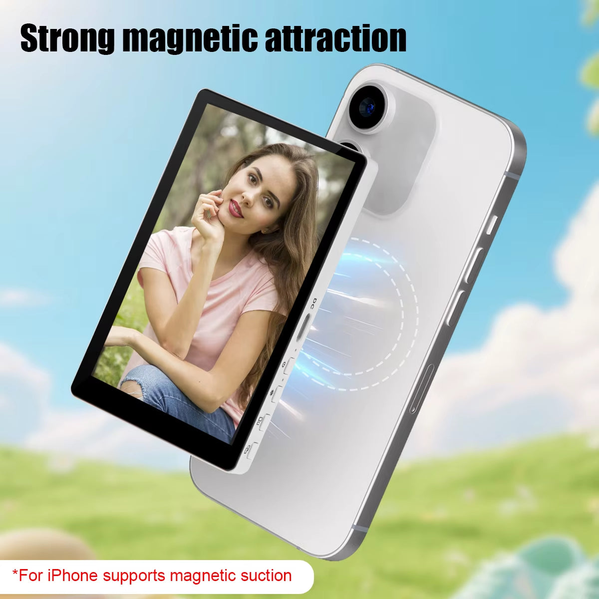 Wireless Magnetic Monitor Screen for Smartphone Rear Camera Selfie Vlogs and Live Streaming Video Recording